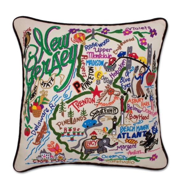 Cat Studio New Jersey Embroidered Pillow
